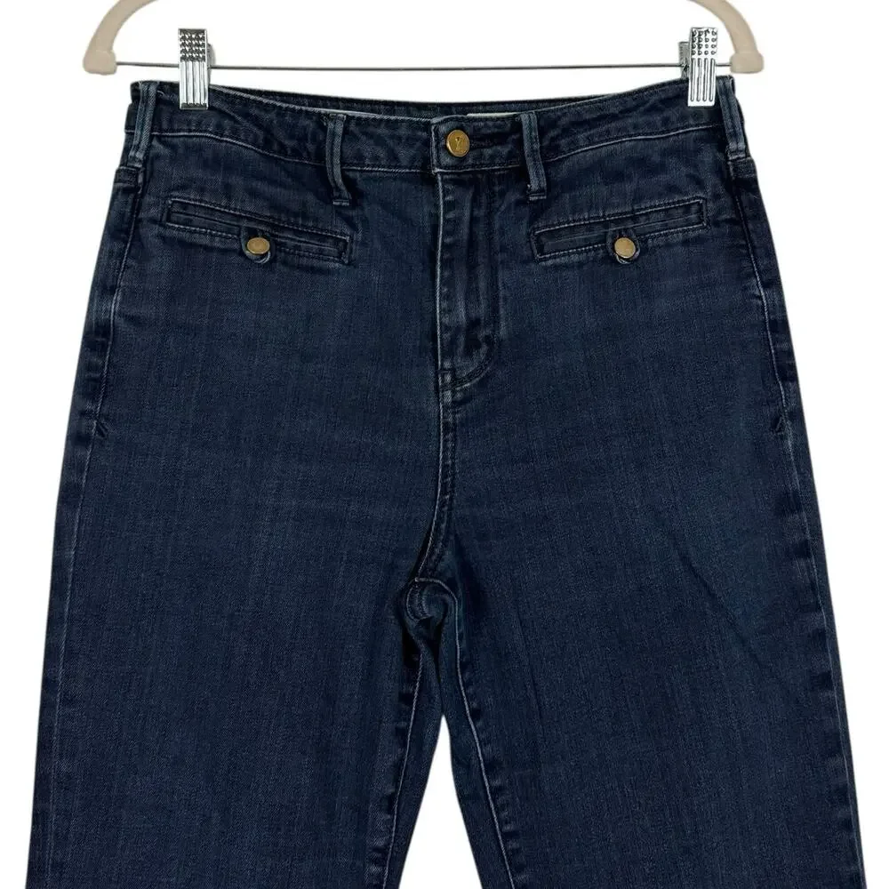 Pilcro and the Letterpress Anthropologie Dark‎ Wash Denim Stretch Flare Jeans 30